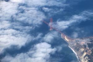 Lufthansa LH9052 Frankfurt San Francisco, Golden Gate Bridge, Bay Area, Kalifornien