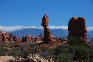 Balanced Rock, Ham Rock, La Sal Mountains, Arches, Utah