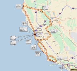 Thumbnail der Reiseroute 2012 von Stefan Kremer auf Westküste USA