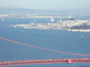 Golden Gate Bridge, Fishermans Wharf, Oakland Bay Bridge, Coit Tower, Telegraph Hill, San Francisco, Kalifornien