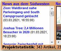 Screenshot Newsticker westkueste-usa.de